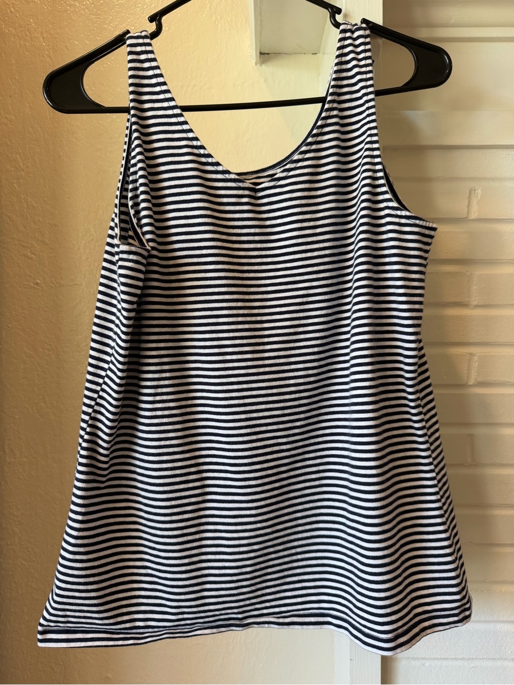 Talbots Navy & White Striped Stretch Tank Top Size Medium Coastal Nautical